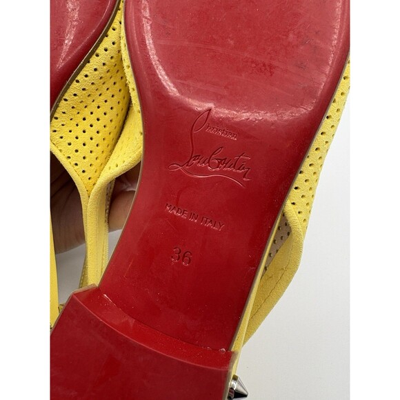 Christian Louboutin Yellow Hall Sling Spiked Slingback Flats Leather Sz EU 36 6 - Picture 10 of 11